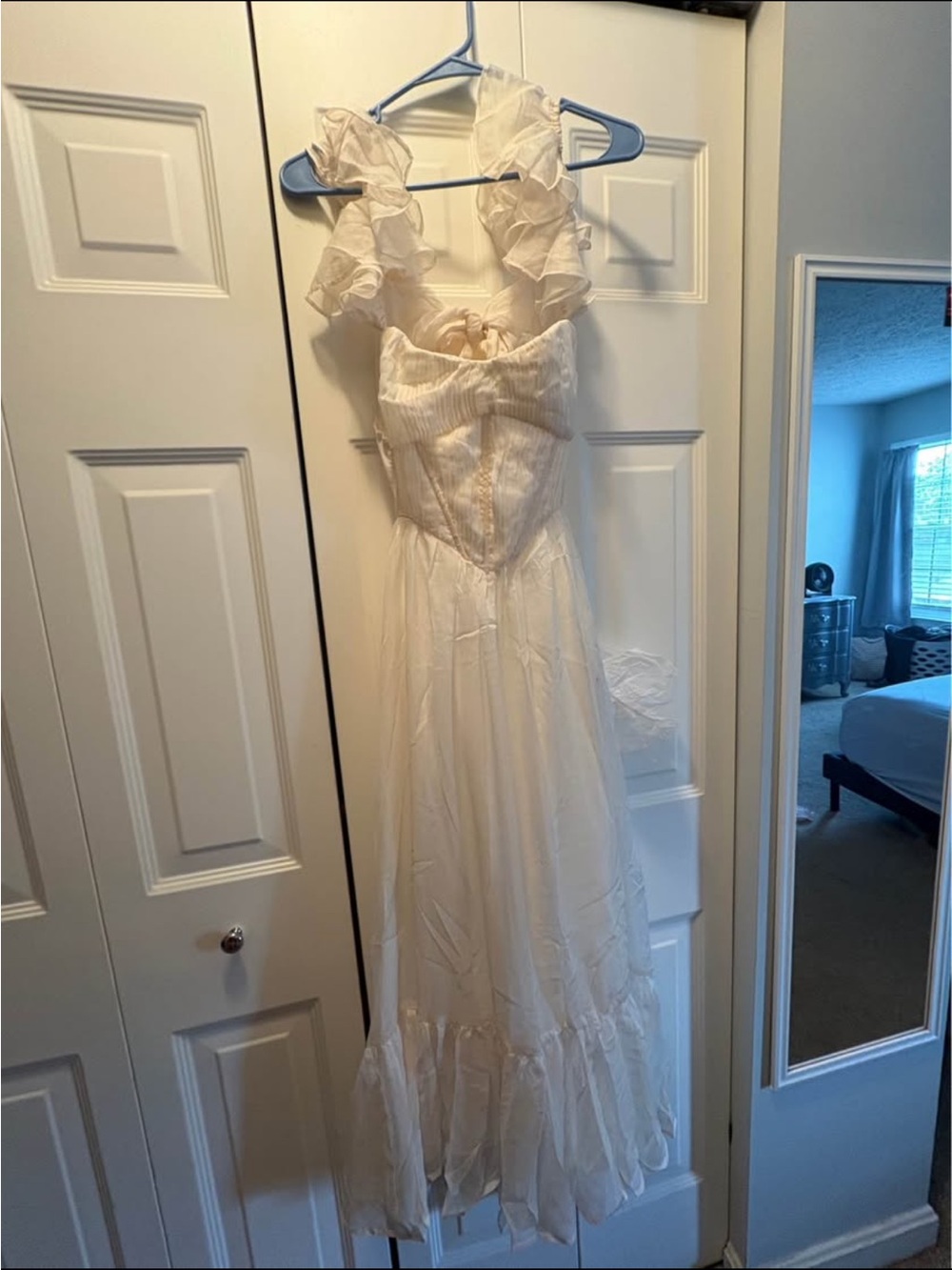 Lulu's Ivory Ruffle-Strap Midi Dress